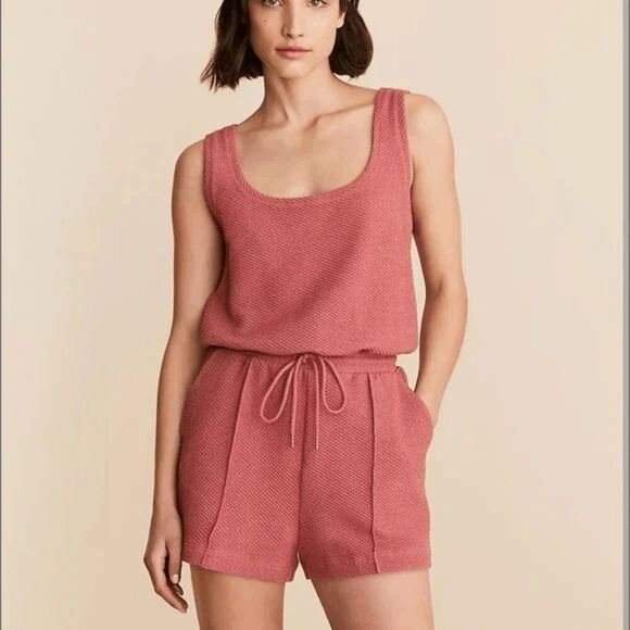 Lou & Grey Textured Shorts Tank Top Romper Dusty Rose Pink XS NWT - Picture 7 of 7